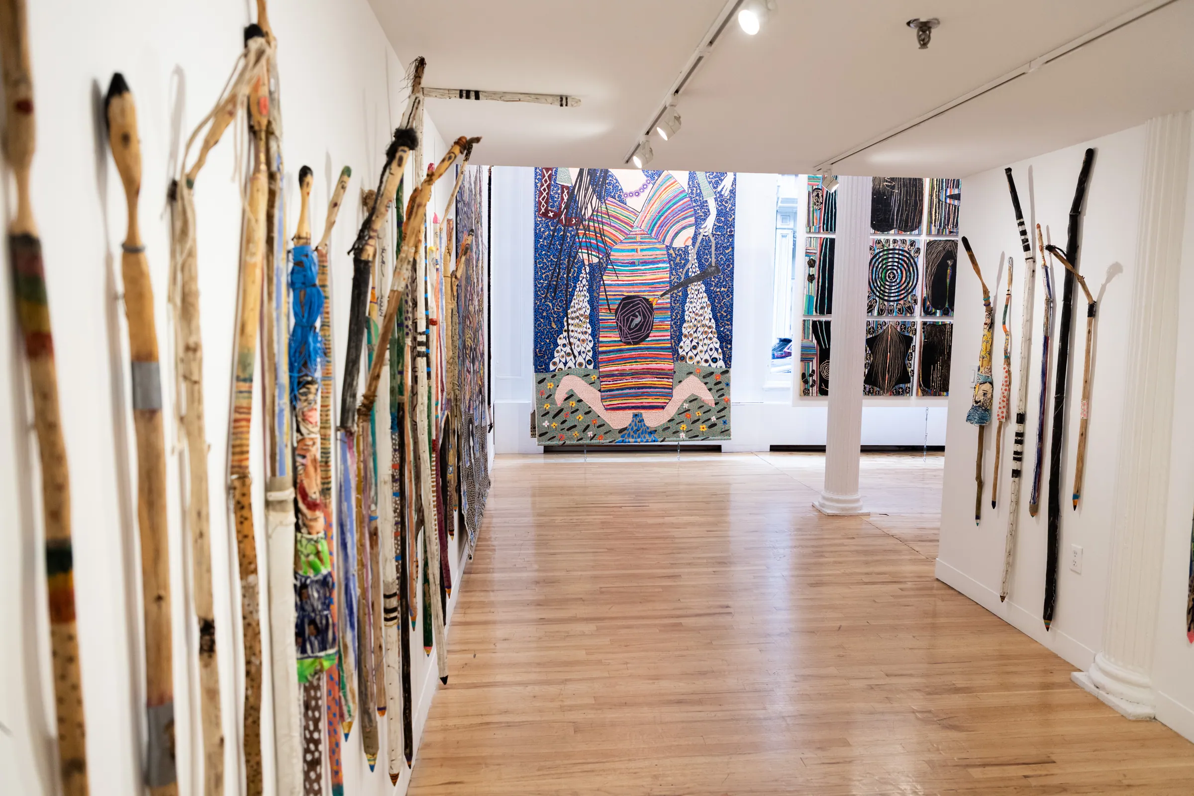 Wood sculptures, installation view